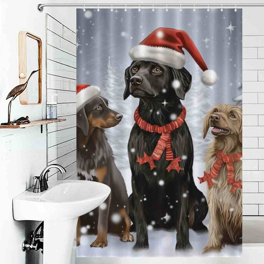 Winter dog christmas shower curtain