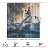 Corgi Shark Shower Curtain-Cottoncat - Cottoncat