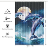 This Dolphin Over the Moon shower curtain by Cotton Cat is perfect for adding a touch of ocean life to your bathroom.