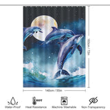 Dolphin Over the Moon Shower Curtain-Cottoncat by Cotton Cat: This machine washable and waterproof shower curtain features stunning dolphins in the ocean design.