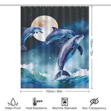 This waterproof Dolphin Over the Moon shower curtain from Cotton Cat is machine washable for easy care.