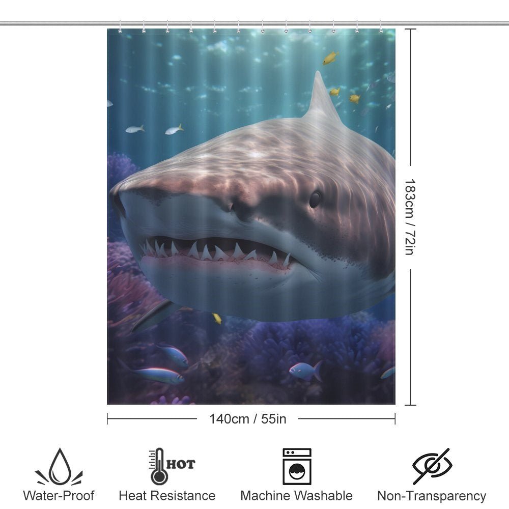 Giant Shark Shower Curtain-Cottoncat - Cottoncat