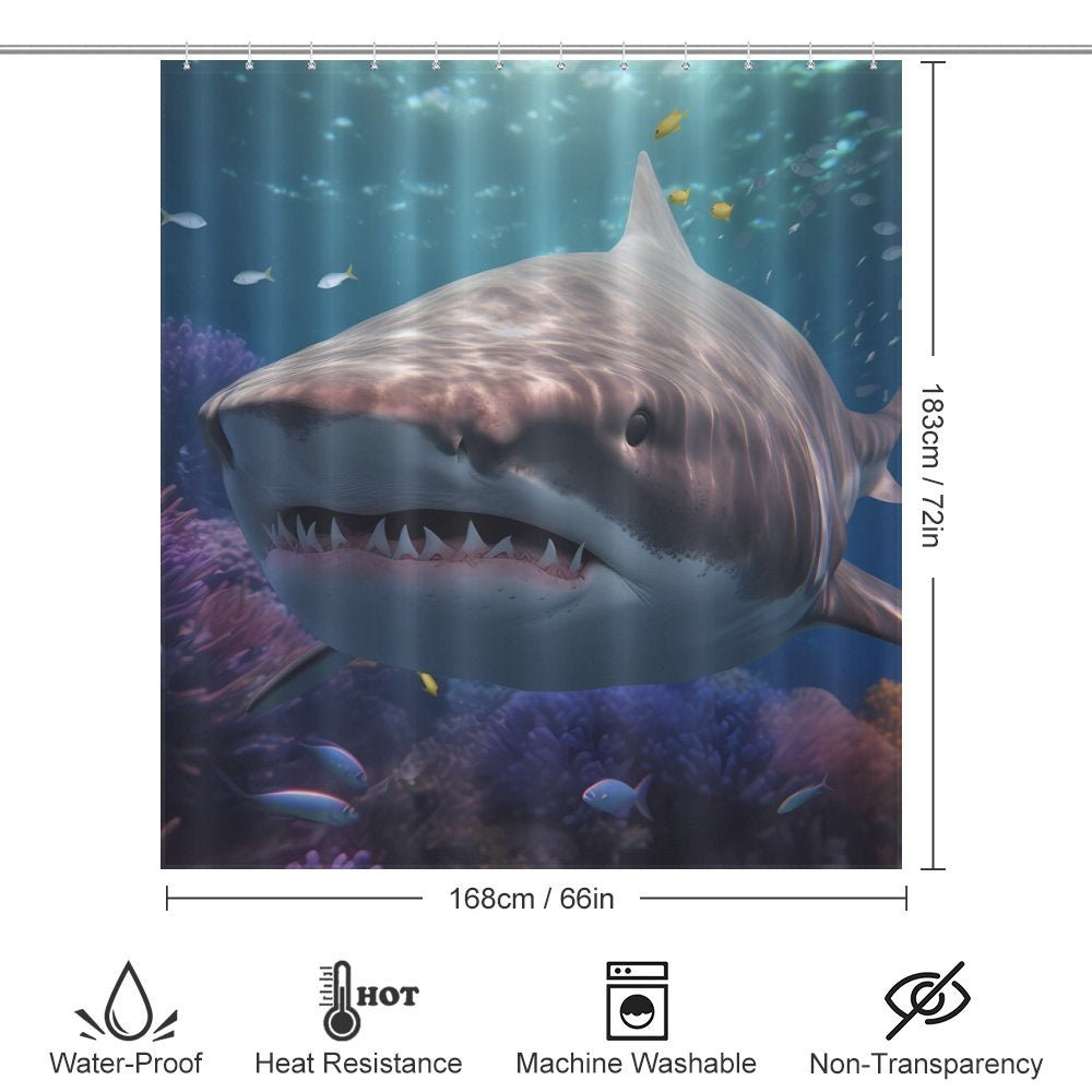 Giant Shark Shower Curtain-Cottoncat - Cottoncat