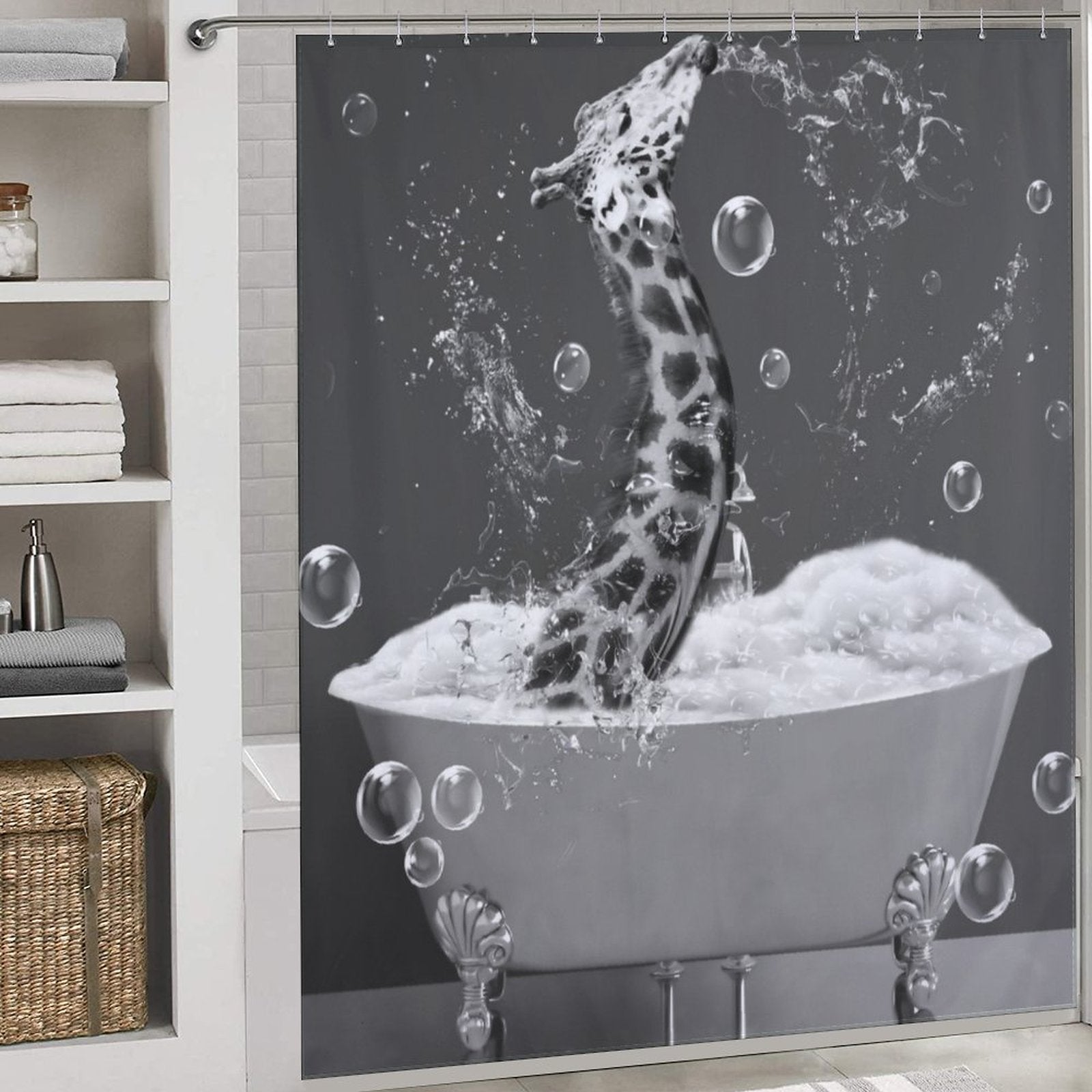 Giraffe Squirting Water Shower Curtain - Cottoncat