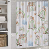 This Sloth Rainbow Shower Curtain-Cottoncat is a calming oasis adorned with adorable sloths and vibrant rainbows.